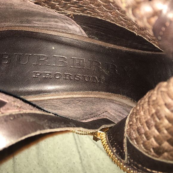 Burberry Prorsum Woven Wedge Peep Toe Ankle Boots - Picture 3 of 10